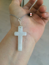 Load image into Gallery viewer, 100% Natural type A yellow/white jadeite Jade cross pendant necklace AQ24
