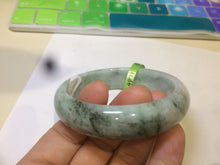 Load image into Gallery viewer, 53-55mm certifaied Type A 100% Natural sunny green/white/black Jadeite Jade bangle (with defects) Group AD48
