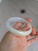 Load image into Gallery viewer, 49.5mm Type A 100% Natural icy light yellow/white oval Jadeite Jade bangle AD56-6670
