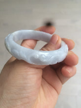 Load image into Gallery viewer, 51mm Certified Type A 100% Natural light purple white vintage style Jadeite Jade oval bangle AM38-0157
