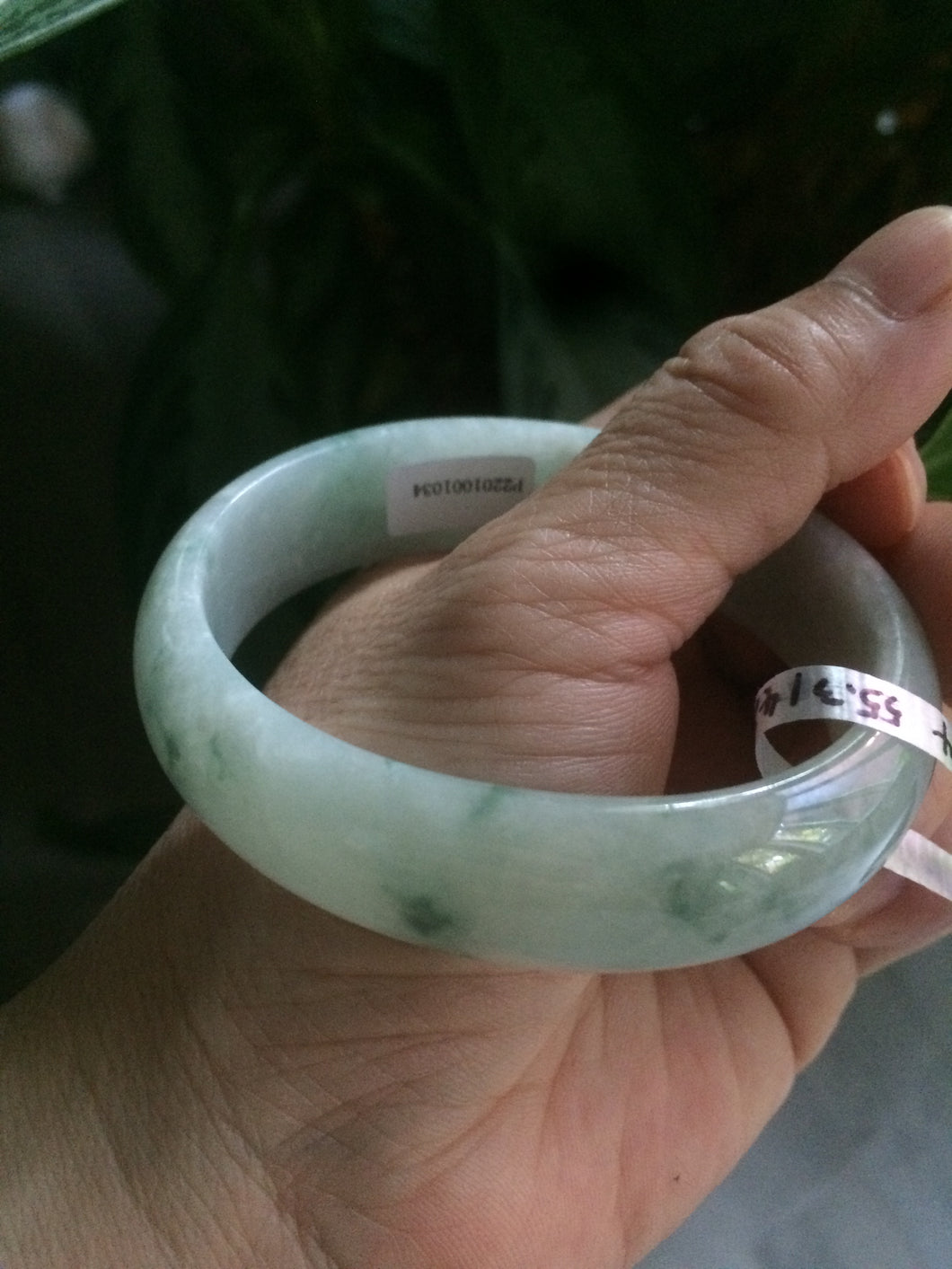 52mm certified type A100% Natural green white oval Jadeite Jade bangle H148-1034