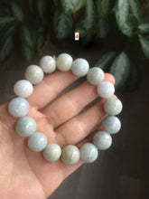 Load image into Gallery viewer, 12-13mm 100% natural type A yellow/white/green jadeite jade beads bracelet U102 (add on item.  Not sale individually)
