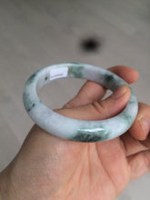 Load image into Gallery viewer, 57.5 mm Certified Type A 100% Natural green/purple with floating green flowers Jadeite Jade bangle X83-9560
