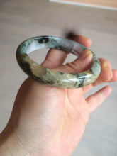 Load image into Gallery viewer, 55mm certified  100% natural dark green/white foggy mountains jadeite jade bangle AD96-0655
