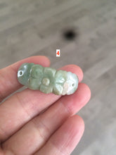 Load image into Gallery viewer, Type A 100% Natural light green/white carving flowers vintage style Jadeite Jade bracelet group AH33 (Clearance item)
