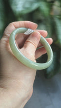 Load and play video in Gallery viewer, 58.8mm certified 100% Natural dark green/gray oily nephrite Hetian Jade bangle AD45-0089
