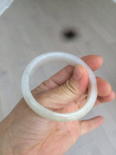 Load image into Gallery viewer, 49.5mm Type A 100% Natural icy light yellow/white oval Jadeite Jade bangle AD56-6670
