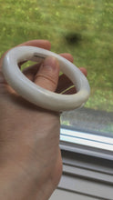 Load and play video in Gallery viewer, 51.9mm certified 100% Natural white/beige nephrite Hetian Jade bangle L75-7888
