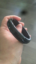 Load and play video in Gallery viewer, 56.9mm 100% Natural dark green/black nephrite Hetian Jade bangle A46-0983 卖了

