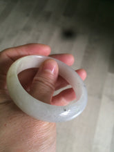 Load image into Gallery viewer, 49.5mm Type A 100% Natural icy light yellow/white oval Jadeite Jade bangle AD56-6670
