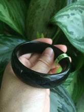 Load image into Gallery viewer, Sale! different size 100% Natural black/dark green serpentine Xiu jade(岫玉) bangle U22
