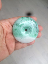 Load image into Gallery viewer, 100% Natural sunny green/pink/purple tropical beach jadeite Jade Safety Guardian Button(donut) Pendant/worry stone X123
