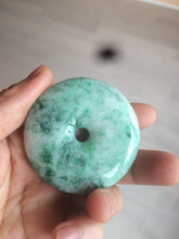 Load image into Gallery viewer, 100% Natural sunny green/pink/purple tropical beach jadeite Jade Safety Guardian Button(donut) Pendant/worry stone X123
