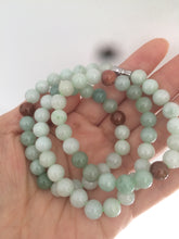 Load image into Gallery viewer, 7.8-8mm 100% Natural type A light green/red/white jadeite jade beads necklace SN-2
