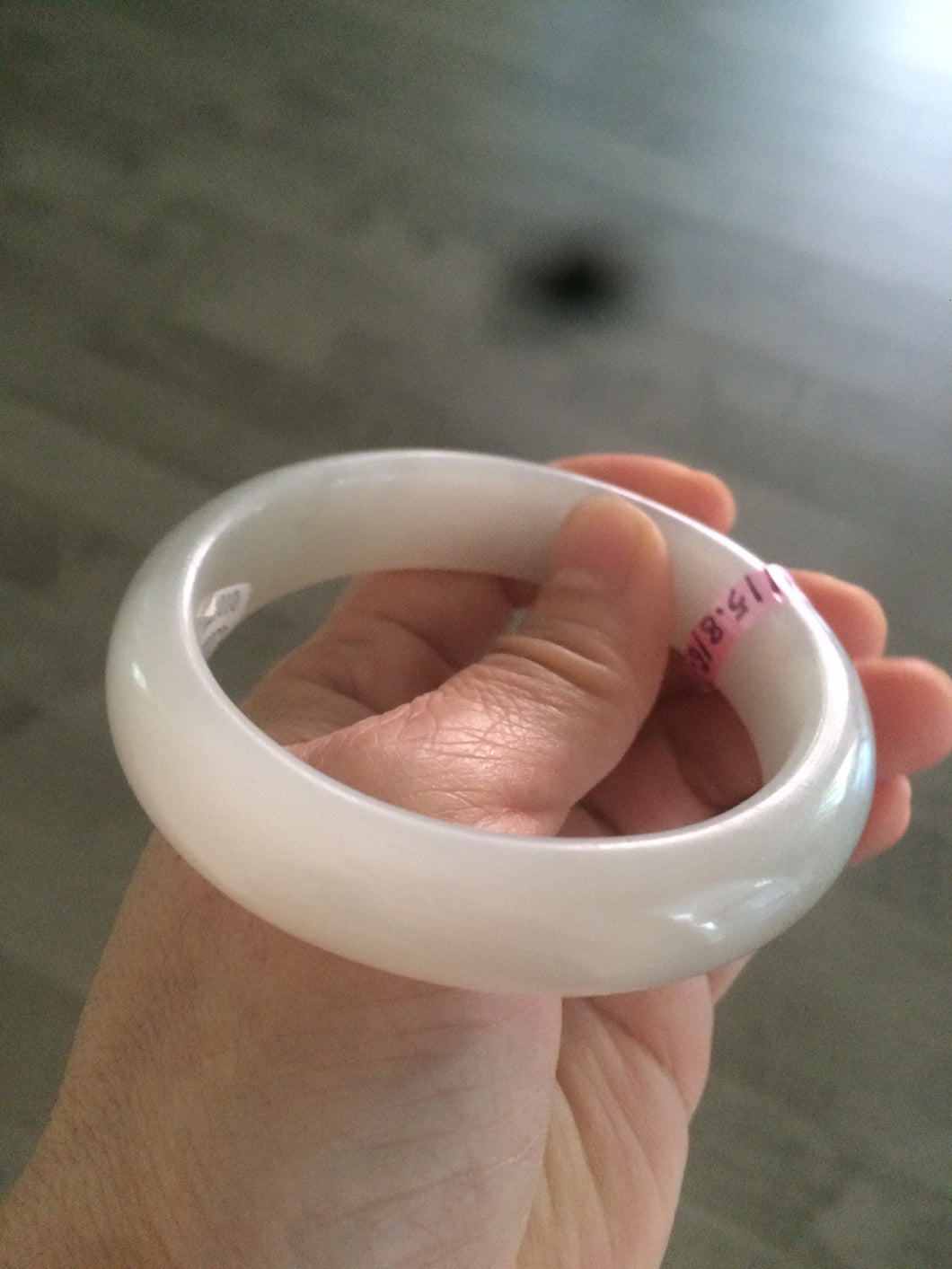 58.4mm Certified Type A 100% Natural white/gray Hetian (nephrite) Jade bangle R40-2072 卖了