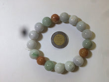 Load image into Gallery viewer, 10.5-11.5mm 100% natural type A colourful red/green/purple/white jadeite jade beads bracelet  S-B
