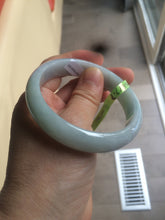 Load image into Gallery viewer, 56.7mm certified type A 100% Natural light green/blue Jadeite Jade bangle AB2-1325
