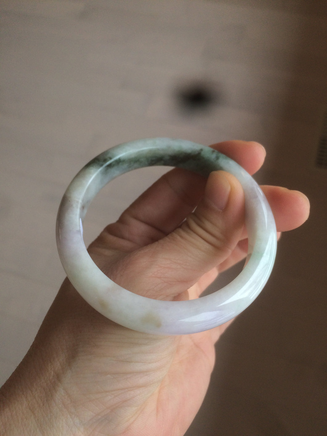 54.5mm certified Type A 100% Natural green/purple/yellow (FU LU Shou)  jadeite jade bangle AB71-9798