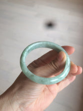 Load image into Gallery viewer, 52.5mm Certified Type A 100% Natural green/gray oval Jadeite Jade  bangle U124-7143
