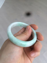 Load image into Gallery viewer, 50.5mm Certified Type A 100% Natural sunny green/white Oval Jadeite Jade bangle AD55
