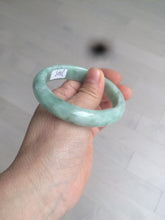 Load image into Gallery viewer, 52.5mm Certified Type A 100% Natural green/gray oval Jadeite Jade  bangle U124-7143
