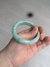 Load image into Gallery viewer, 52.5mm Certified Type A 100% Natural green/gray oval Jadeite Jade  bangle U124-7143
