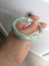 Load image into Gallery viewer, 52.5mm Certified Type A 100% Natural green/gray oval Jadeite Jade  bangle U124-7143
