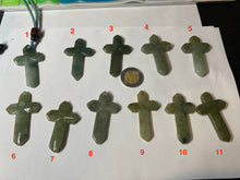 Load image into Gallery viewer, 100% Natural type A yellow/white/gray/dark green jadeite Jade Hand-held cross or cross pendant necklace AF47
