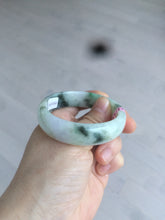 Load image into Gallery viewer, 52mm type A 100% Natural sunny green/white/light purple oval jadeite jade bangle B6
