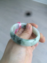 Load image into Gallery viewer, 52mm type A 100% Natural sunny green/white/light purple oval jadeite jade bangle B6
