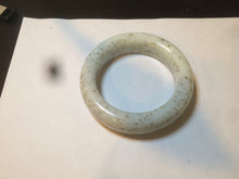 Load image into Gallery viewer, 51.8mm 100% Natural white beige with black/brown flying dandelions Osmanthus fragrant nephrite Hetian Jade bangle HE43
