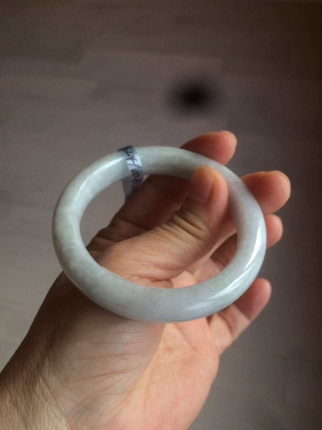 52.4 mm Certified Type A 100% Natural white Jadeite Jade bangle D2-1408