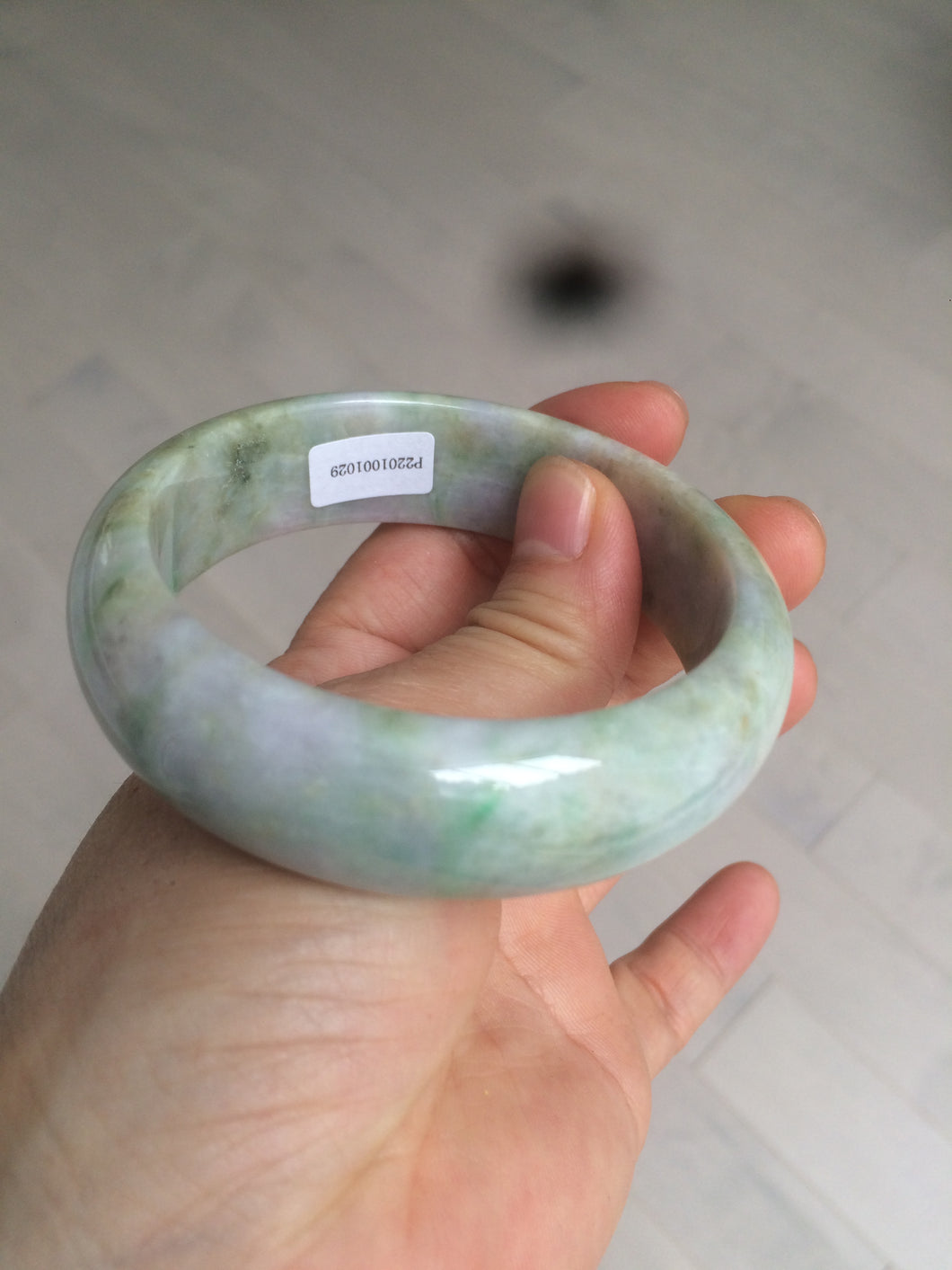 56.5mm certificated Type A 100% Natural sunny green/purple/yellow spring garden Jadeite Jade bangle E62-1029