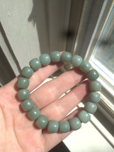 Load image into Gallery viewer, Certified 100% Natural 10.2x8.9mm green/gray vintage style  nephrite Hetian Jade bead bracelet HT31-0715
