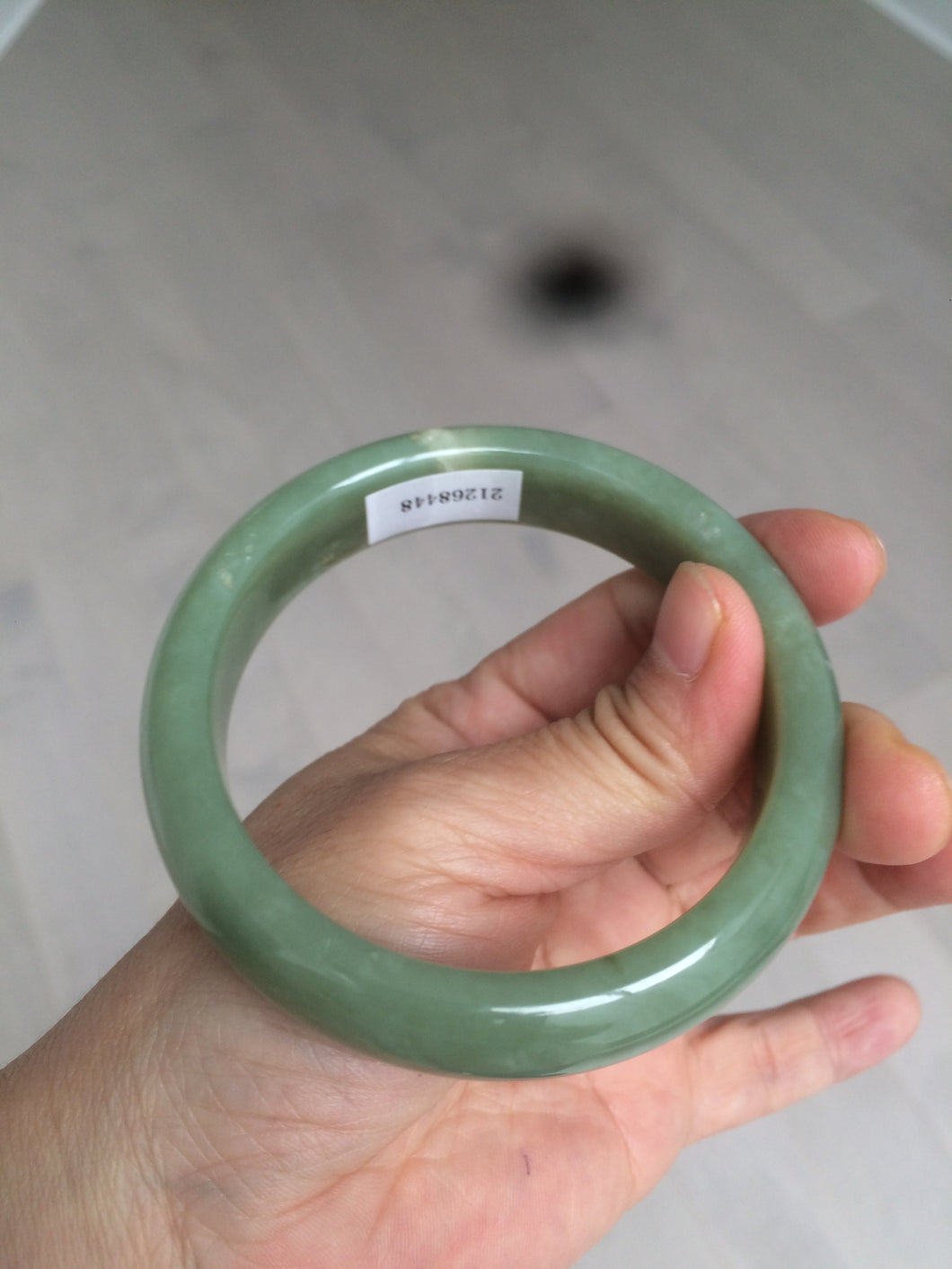 60.8mm certified 100% Natural green/yellow nephrite Hetian Jade bangle HT48-8448