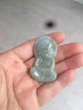 Load image into Gallery viewer, 100% Natural light green jadeite Jade meditate baby buddha (宝宝佛) pendant necklace N121
