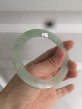 Load image into Gallery viewer, 55.5mm Certified Type A 100% Natural icy watery sunny green/white snowy thin style Jadeite bangle AB58-0425
