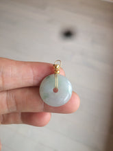 Load image into Gallery viewer, Type A 100% Natural sunny green Jadeite Jade Safety Guardian Button donut Pendant AF15
