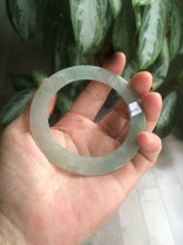 Load image into Gallery viewer, 55.5mm Certified Type A 100% Natural icy watery sunny green/white snowy thin style Jadeite bangle AB58-0425
