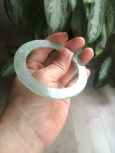 Load image into Gallery viewer, 55.5mm Certified Type A 100% Natural icy watery sunny green/white snowy thin style Jadeite bangle AB58-0425
