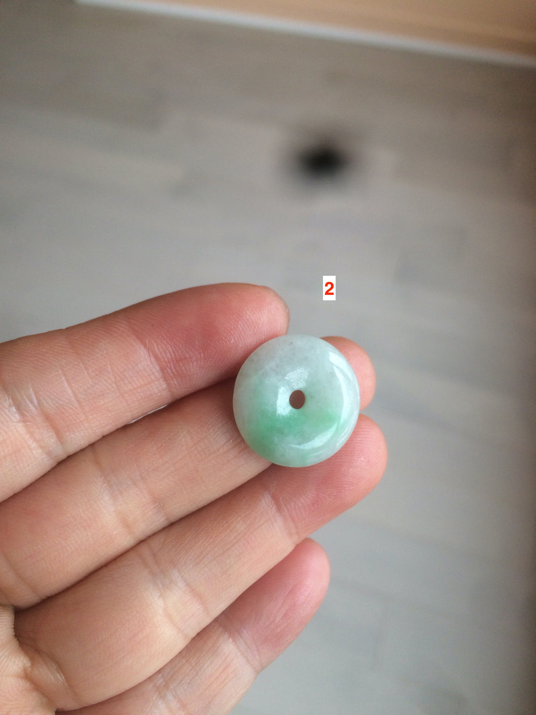 Type A 100% Natural sunny green Jadeite Jade Safety Guardian Button donut Pendant AF15
