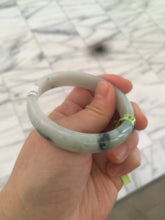 Load image into Gallery viewer, 53.9mm Certified Type A 100% Natural white/purple with green floating flowers Jadeite Jade bangle U71-2697
