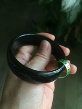 Load image into Gallery viewer, Sale! different size 100% Natural black/dark green serpentine Xiu jade(岫玉) bangle U22
