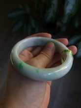 Load image into Gallery viewer, 58mm certificated Type A 100% Natural sunny green/white Jadeite Jade bangle E48-7904
