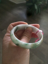 Load image into Gallery viewer, 51.5mm 100% natural Type A green/purple oval jadeite jade bangle B36
