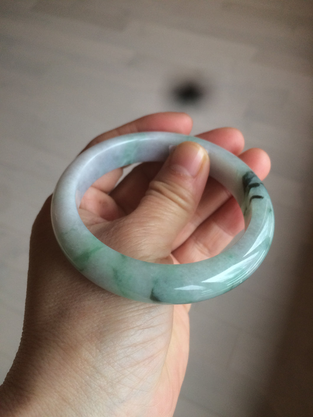 57mm certified 100% natural Type A green/purple jadeite jade bangle AF10-0623