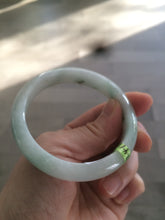 Load image into Gallery viewer, 53.4mm Certified type A 100% Natural watery green white Jadeite Jade bangle U64-4123
