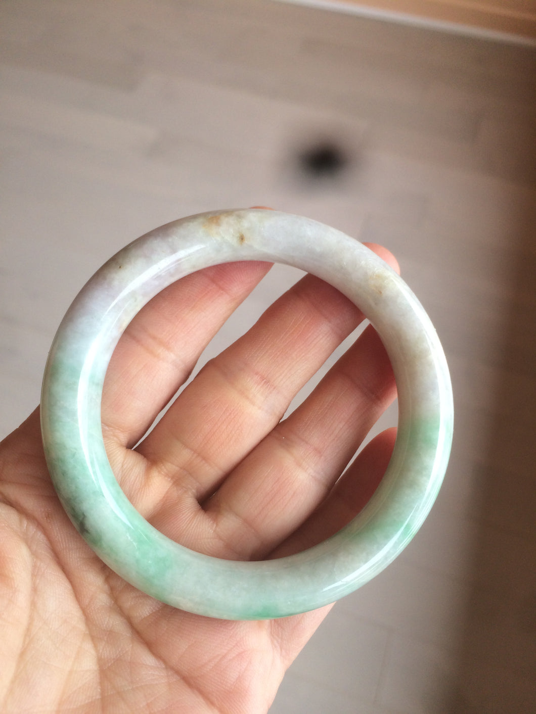 56mm certified 100% natural sunny green/white/purple/yellow round cut jadeite jade bangle AF9-8927