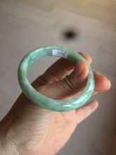 Load image into Gallery viewer, 52.5mm Certified Type A 100% Natural green/gray oval Jadeite Jade  bangle U124-7143
