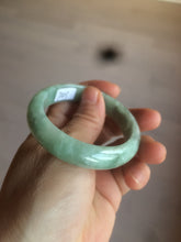 Load image into Gallery viewer, 52.5mm Certified Type A 100% Natural green/gray oval Jadeite Jade  bangle U124-7143
